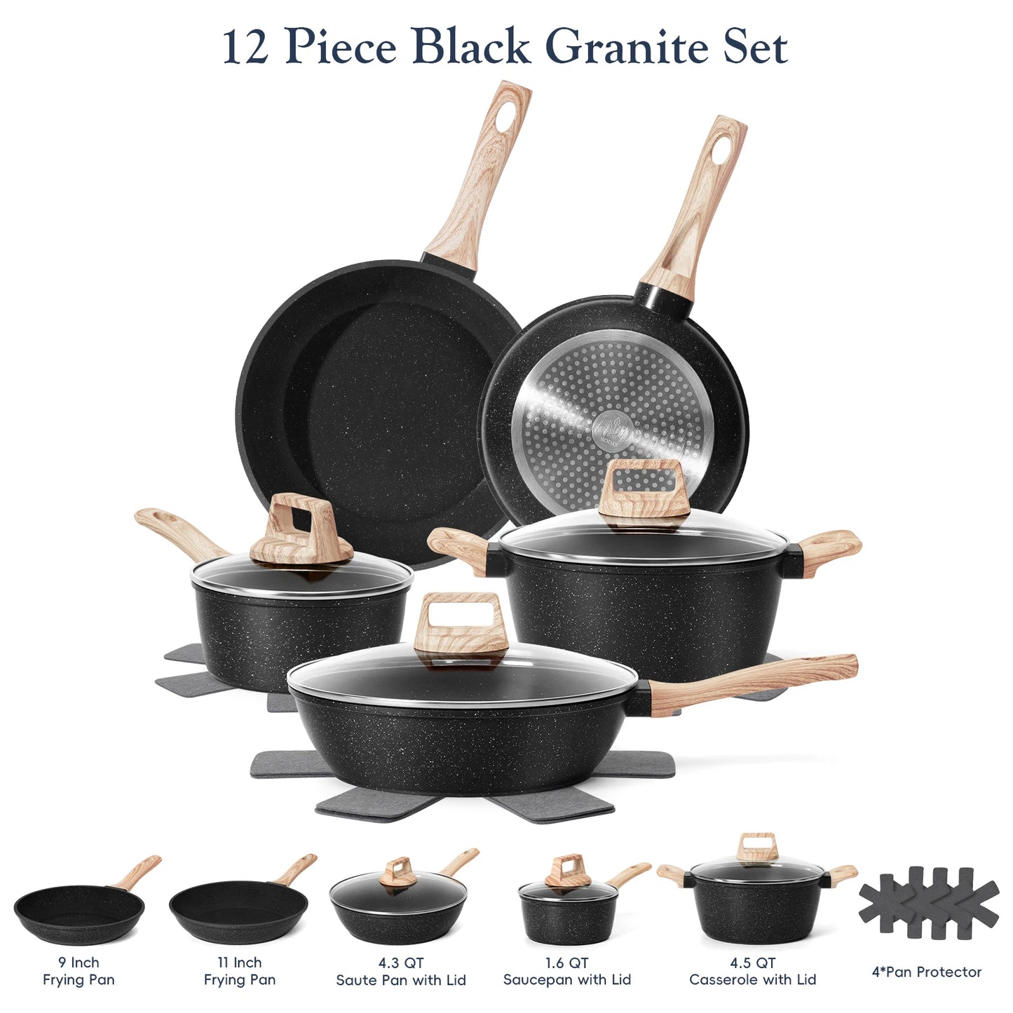 Ceramic Nonstick Cookware Set 12 Piece Healthy Pots And Pans