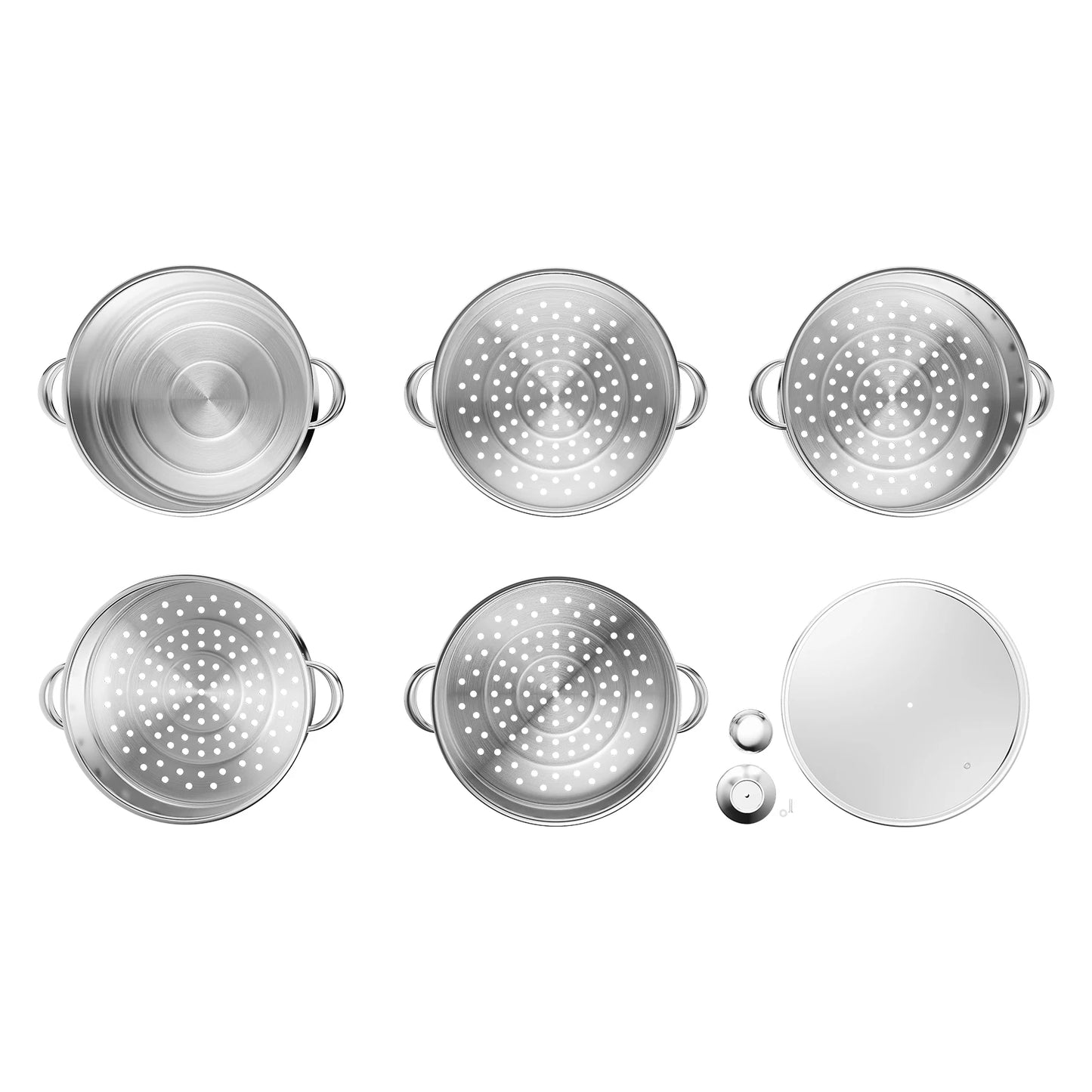 5 Tier 304 Stainless Steel Steamer Pot With Clear Lid