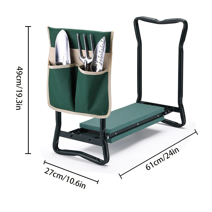 Foldable 2-in-1 Garden Kneeler and Seat with Detachable Tool Storage Bag, Heavy Duty Gardening Stool