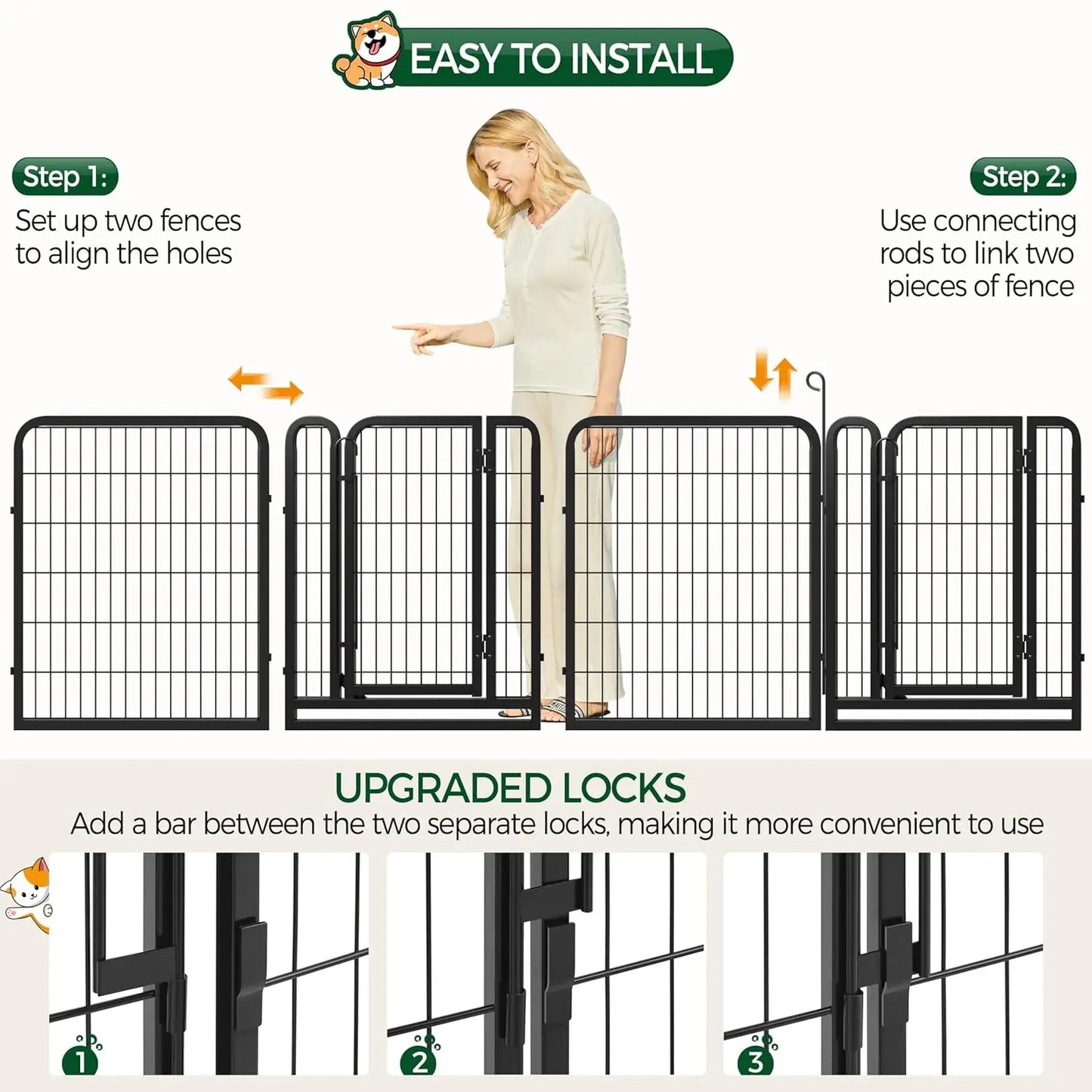 Dog Playpen Outdoor Heavy Duty Metal Pet Fence For Homes