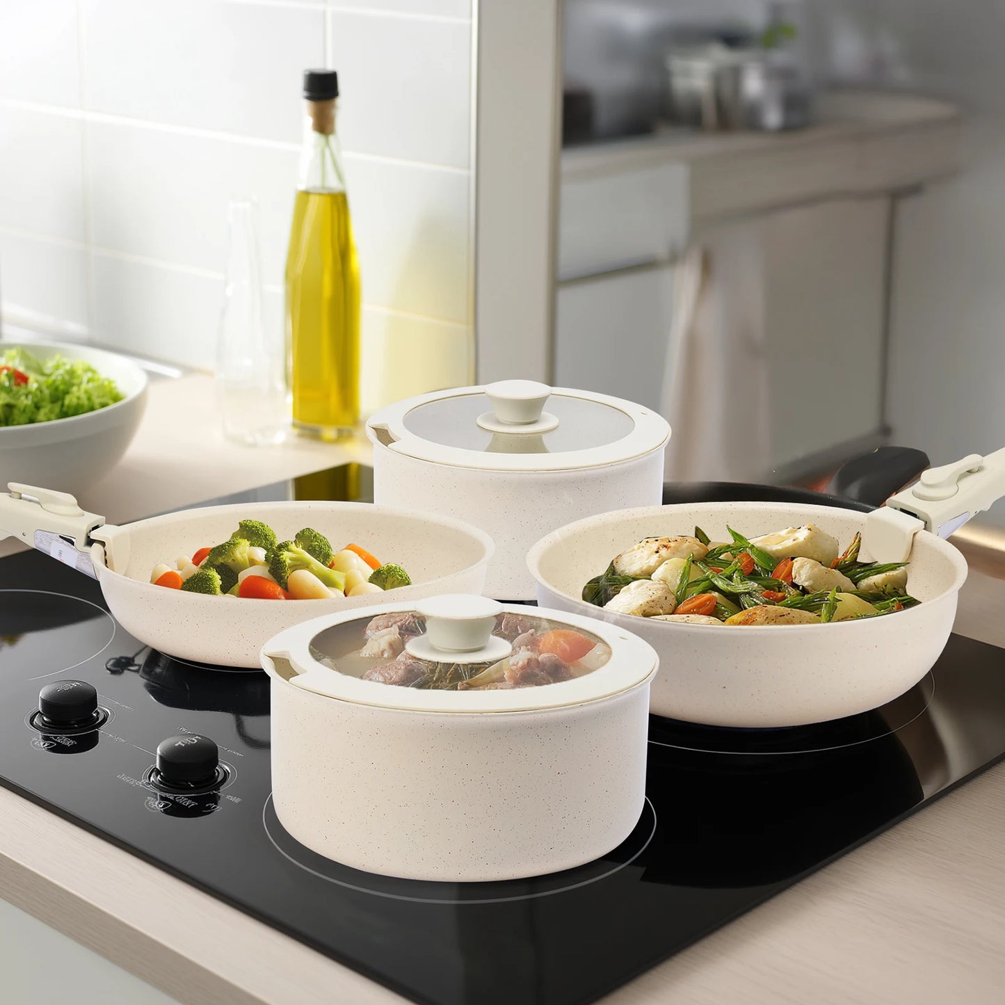 JHK Nonstick 12-Piece Pots And Pans Set With Detachable Handle