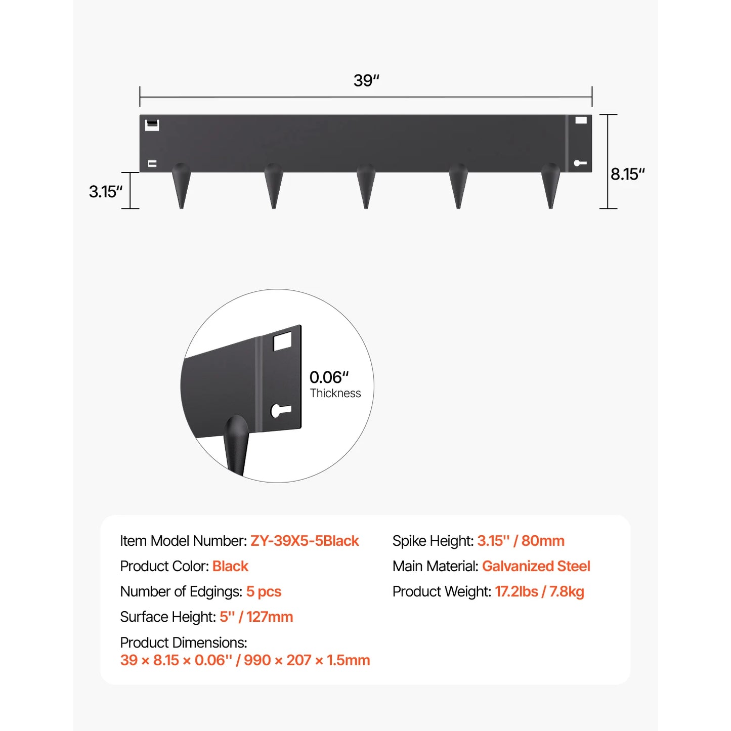 Steel Landscape Edging 5 Pack Rust Resistant Bendable Border