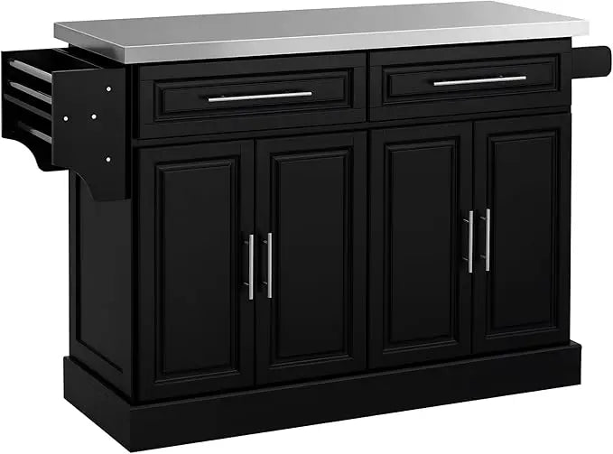 Rolling Kitchen Island Cart With Wheels Portable Stainless Steel Top