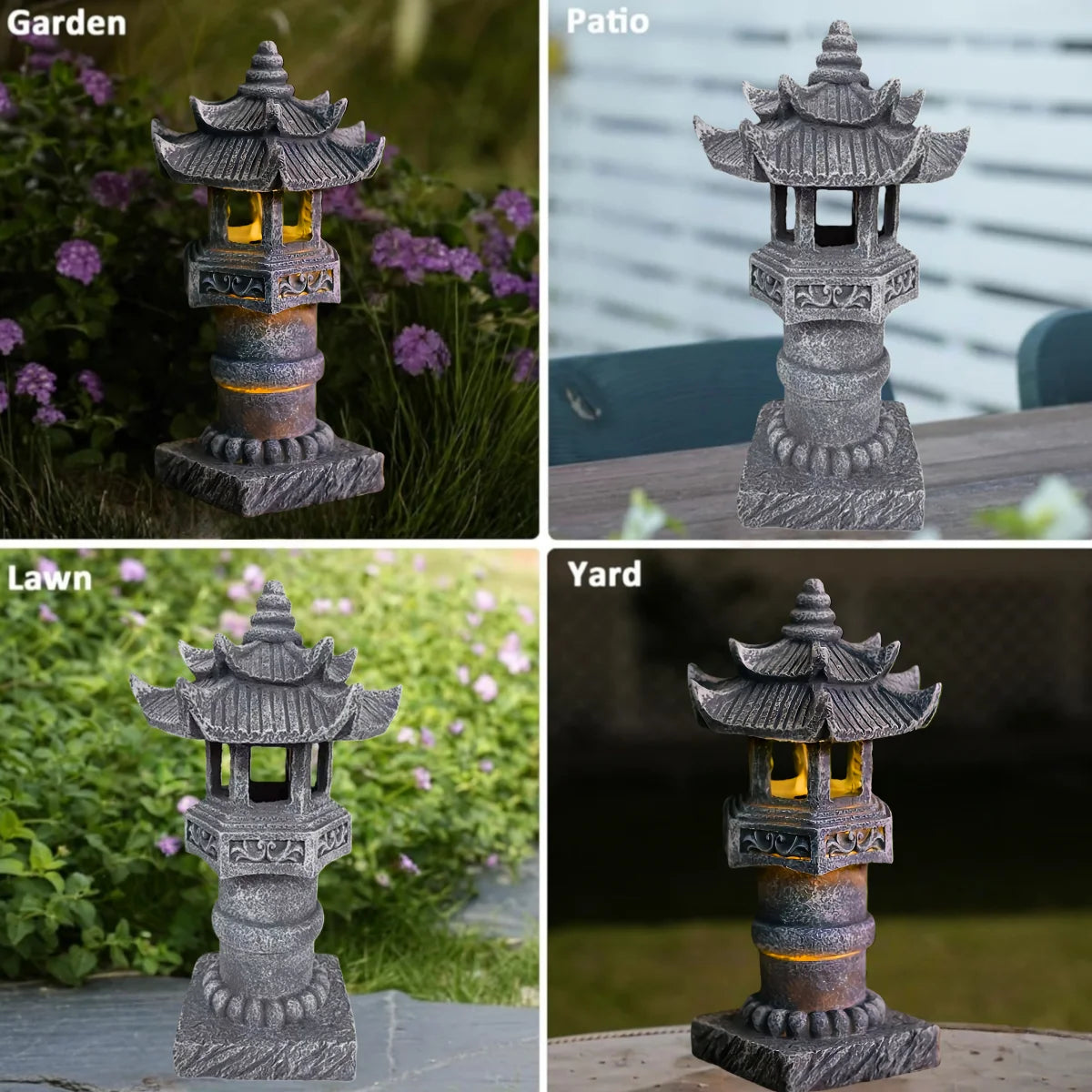 Pagoda Garden Statue Solar Powered Light, for Landscape Balcony, Outdoor Garden Zen Statue Light, Pagoda Stupa Zen Garden Decor Lawn Ornament, Garden, Patio, Porch Yard Art Ornament
