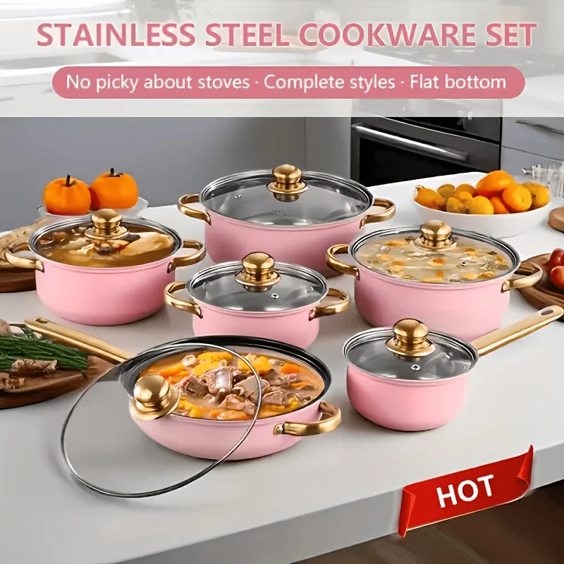 CS KOCH SYSTEME Stainless Steel Cookware Set With Nonstick Pans Pots Lids