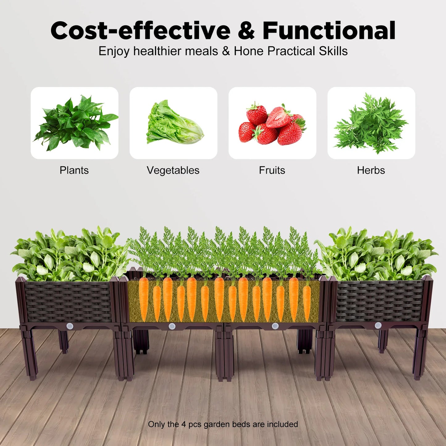 Bymaocar 4 Raised Garden Bed Kit With Drainage Holes