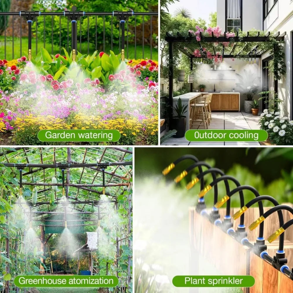 117X 30M Micro Drip Irrigation System Automatic Plant Watering Kit with Adjustable Drippers & Hose, Outdoor Garden Misting Tools