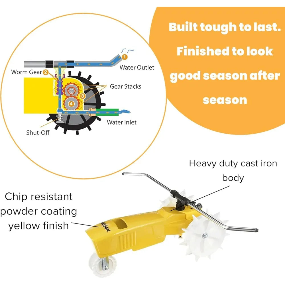 Nelson Rain Train 13,500 Square Feet Cast Iron Outdoor Lawn Traveling Water Sprinkler for Yard, and Garden, with Auto Shut Off,