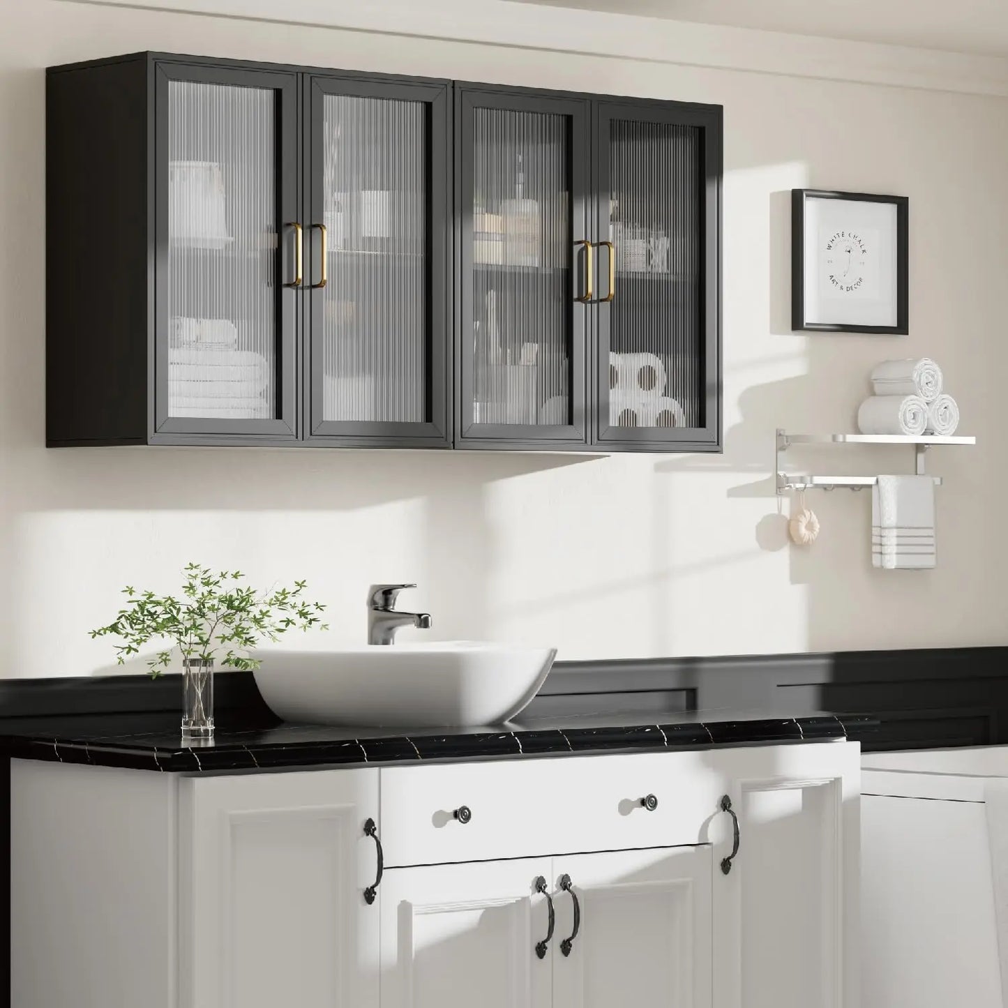 Kitchen Wall Cabinets With Four Doors And Acrylic Glass Doors