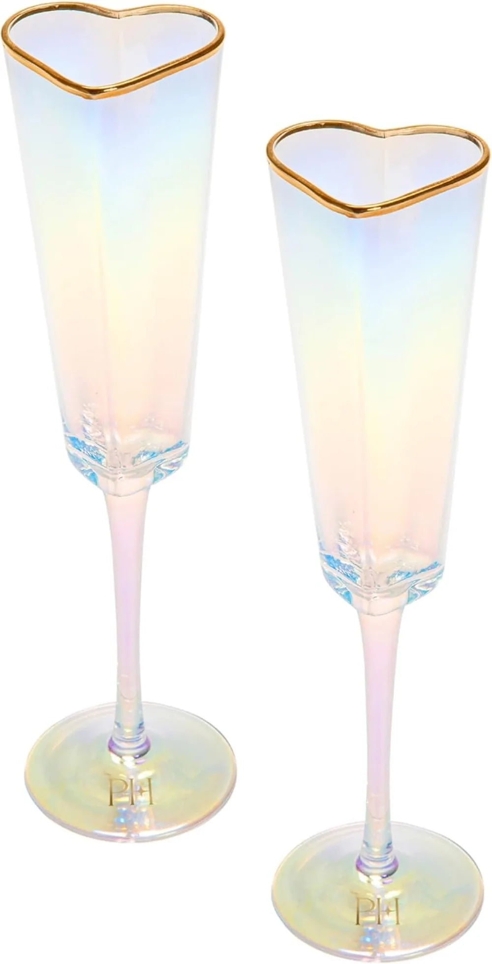 Heart Shaped Champagne Flute Gift Set Elegant Glassware
