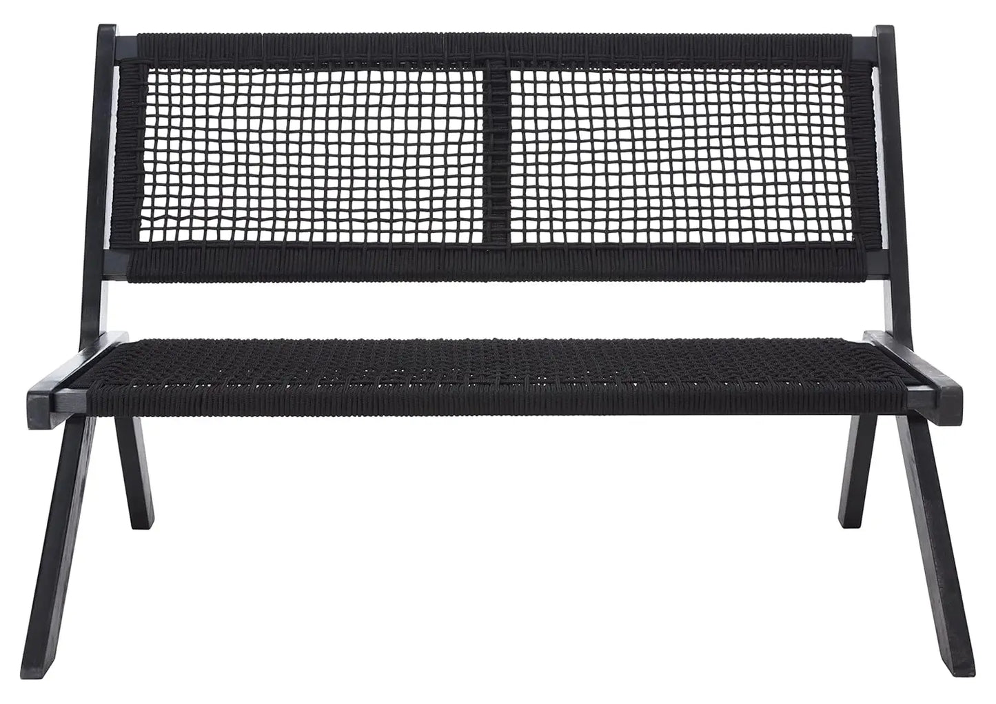 Natural Wood And Rope Foldable Bench Outdoor Patio