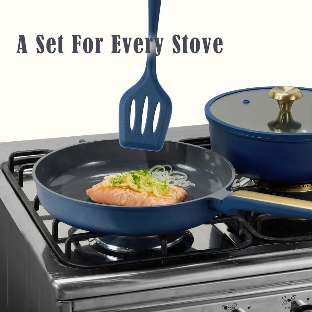 Ceramic Nonstick Cookware Set, PFAS and PTFE Free, Safe