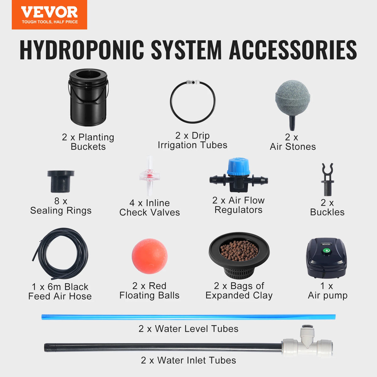 SucceBuy DWC Hydroponics Grow System Hydroponic Growing System w/ Top Drip Kit Deep Water Culture 5-Gallon Buckets with Air Pump