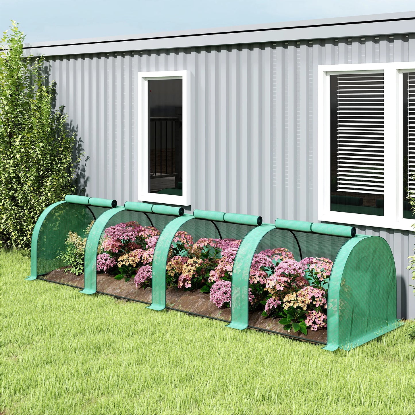 13' x 3' x 2.5' Tunnel Greenhouse Green Grow House w/ Roll Up Doors, Green