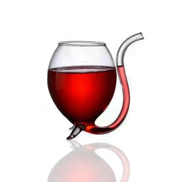 Crystal Clear Wine Glass With Straw For Drinks Gift