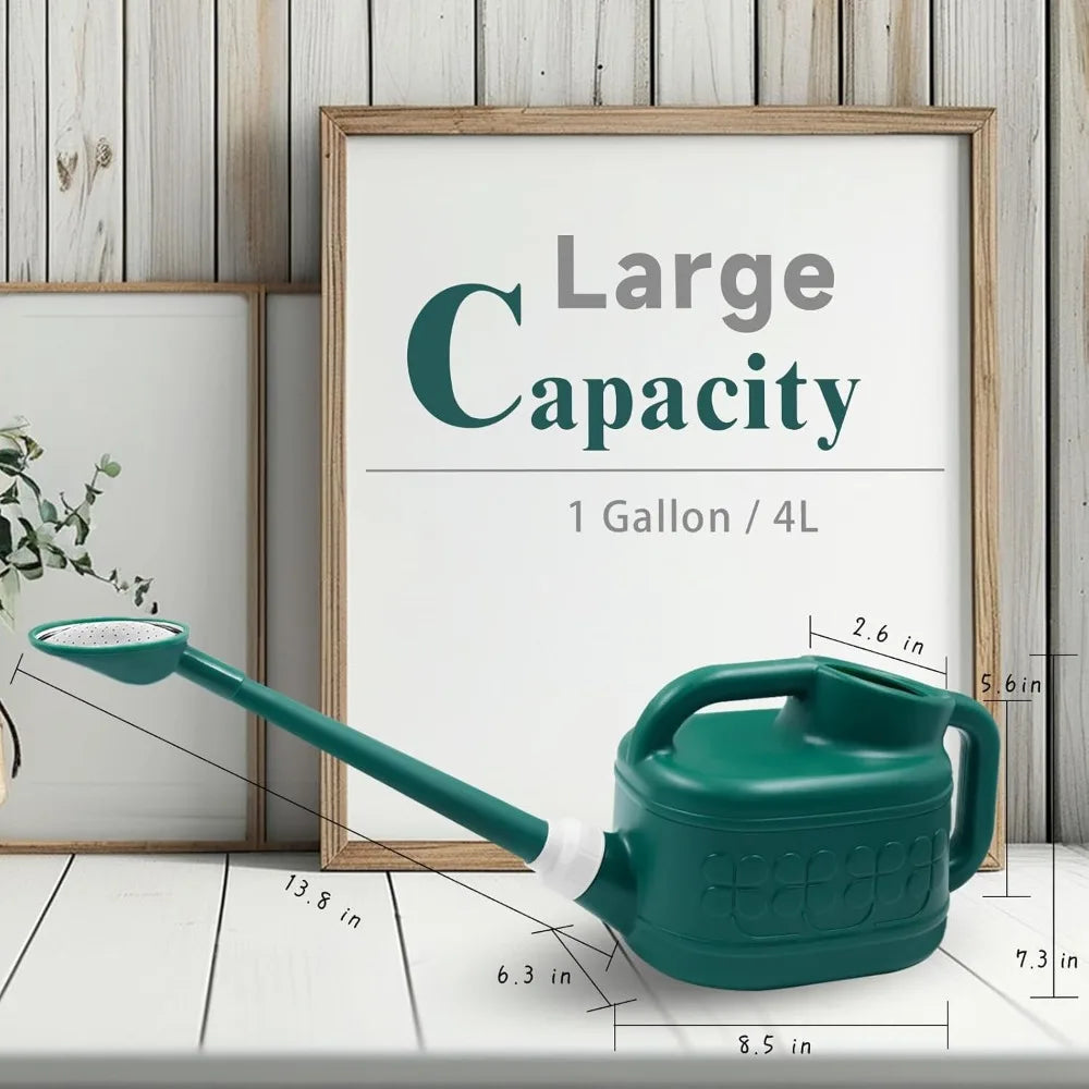 1 Gallon Watering Can with Removable Long Spout & Stainless Steel Sprinkler Head, Plastic Indoor Outdoor Garden Watering Can for Plants