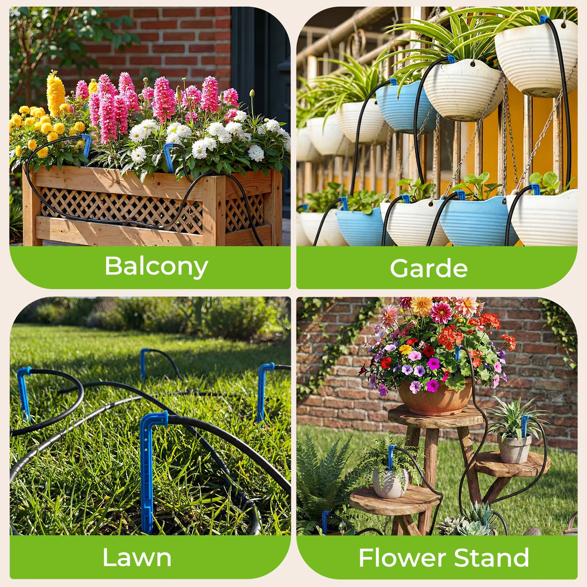 Solar Drip Irrigation System, 3W Automatic Watering System Built in 2200mAh Battery, with 22 Timing Modes 15m Hose&Anti-Siphoning, Suitable for Indoor Outdoor Plants Vegetables Shrubs