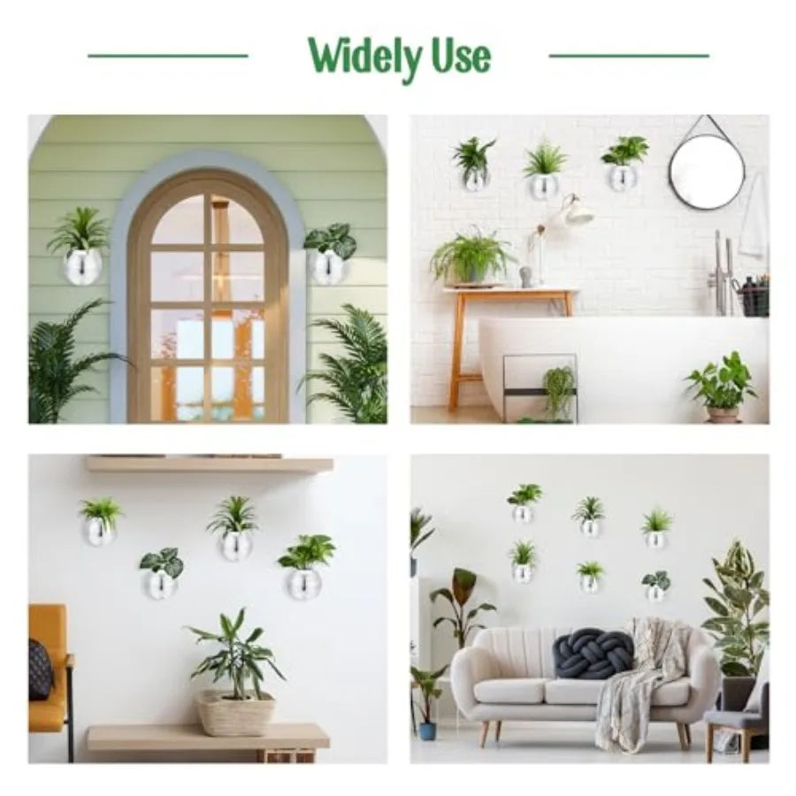 Disco Ball Planter Set Mirror Glass Wall Hanging Boho Decor