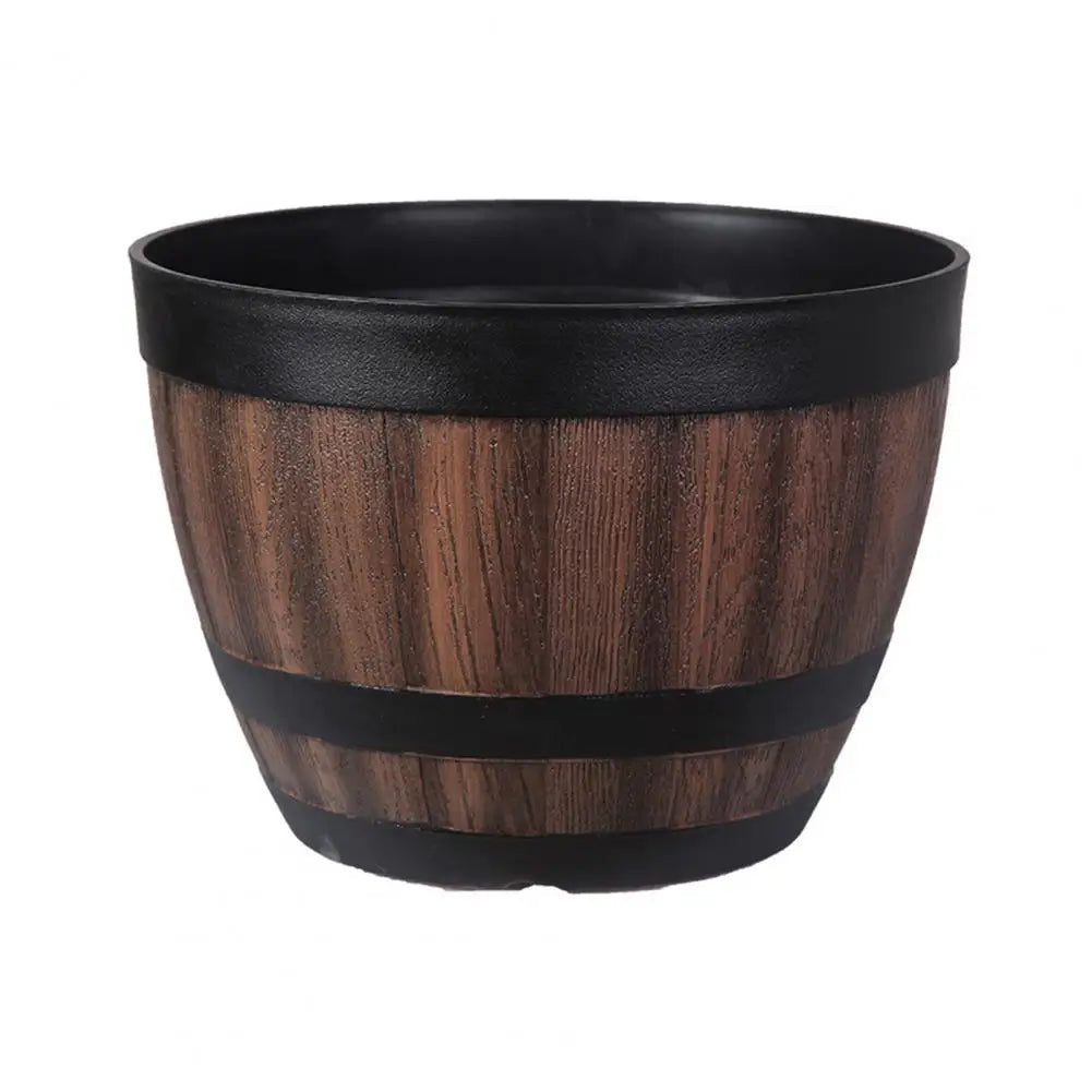 Rustic Farmhouse Whiskey Barrel Planter With Drainage Holes Plastic
