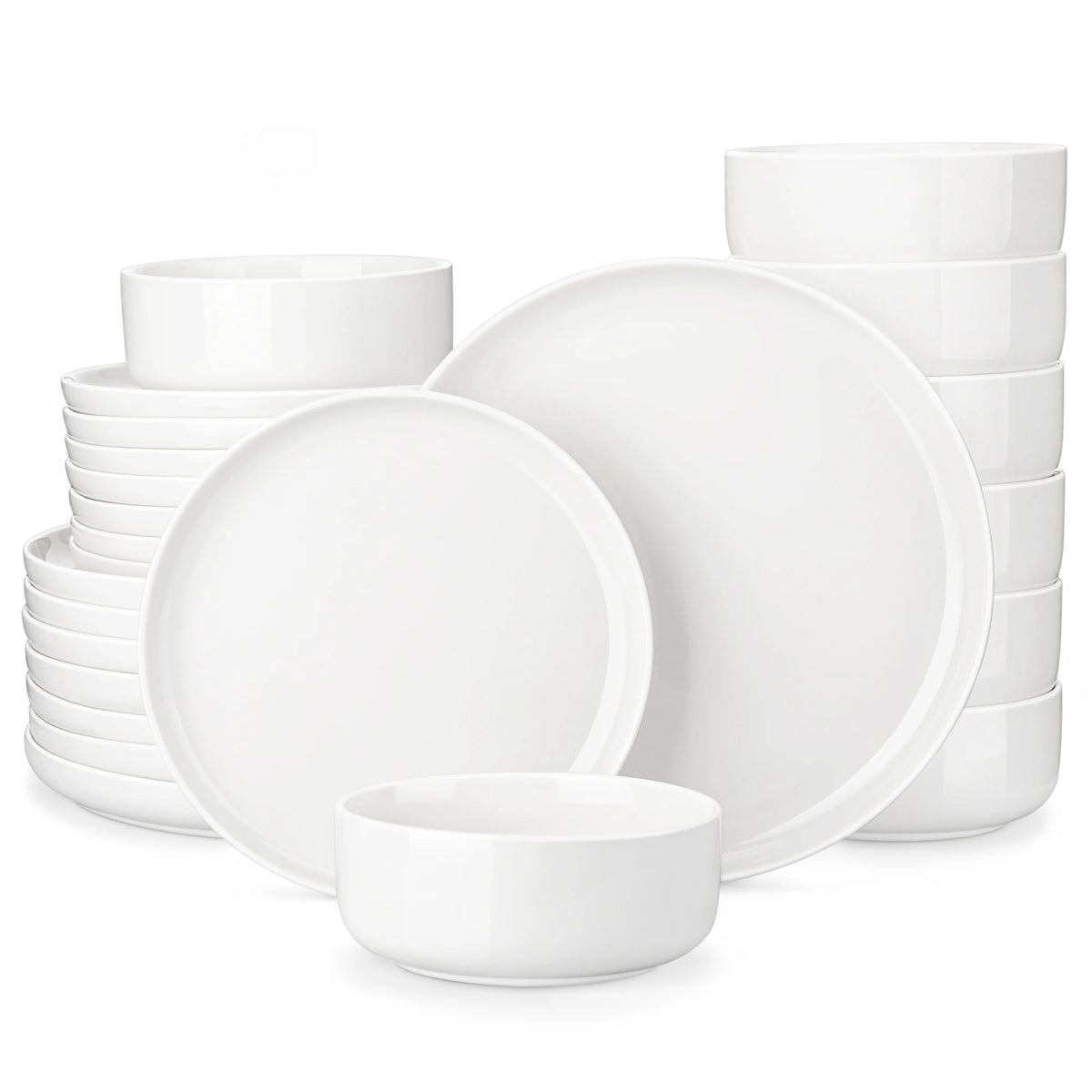 MALACASA 12/24 Piece Ceramic Porcelain Dinnerware Set with 4 Pcs Dinner/Dessert Plates,Bowl Tableware Set Service for 4