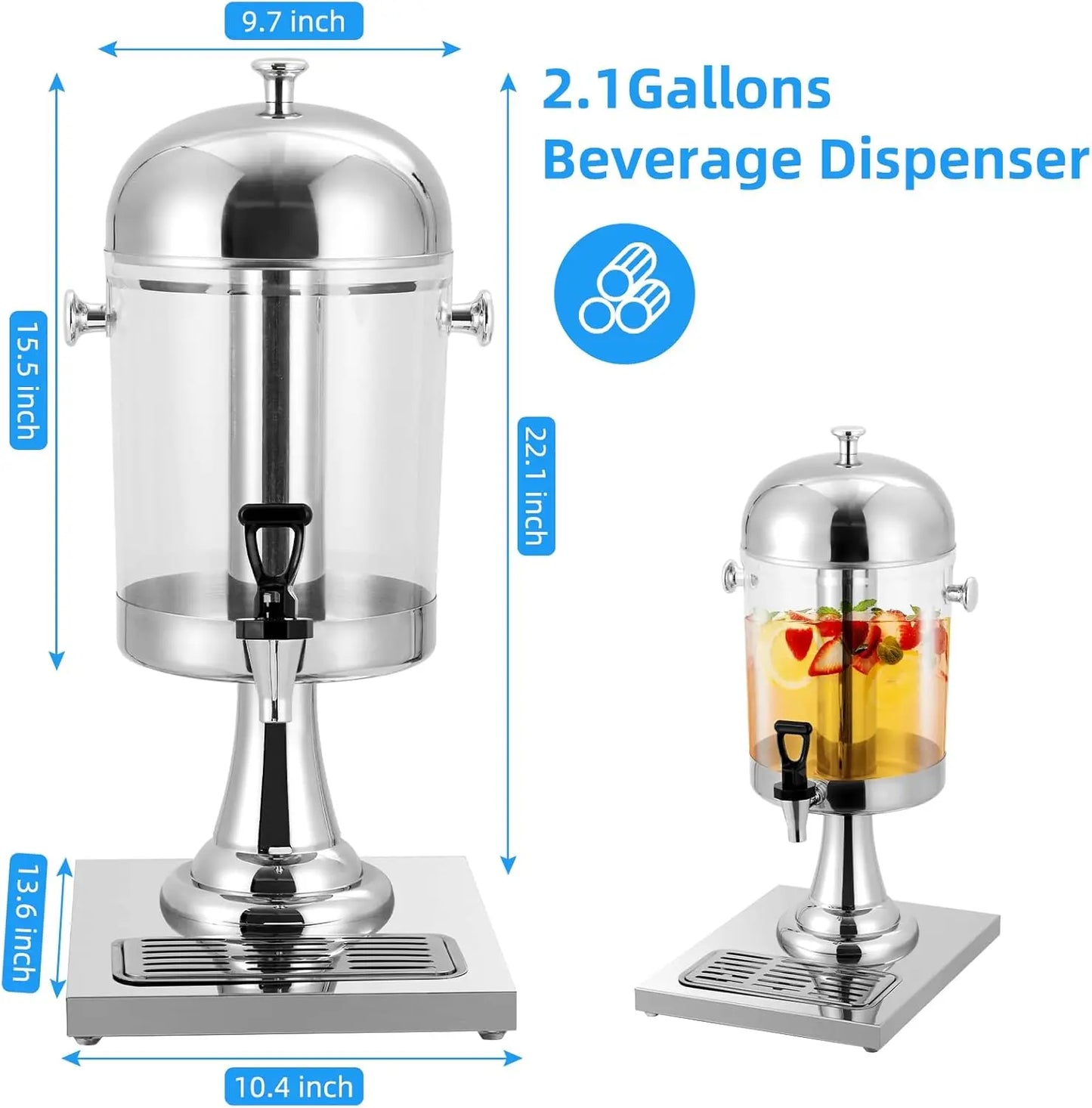 Stainless Steel Beverage Dispenser With Ice Core And Stand