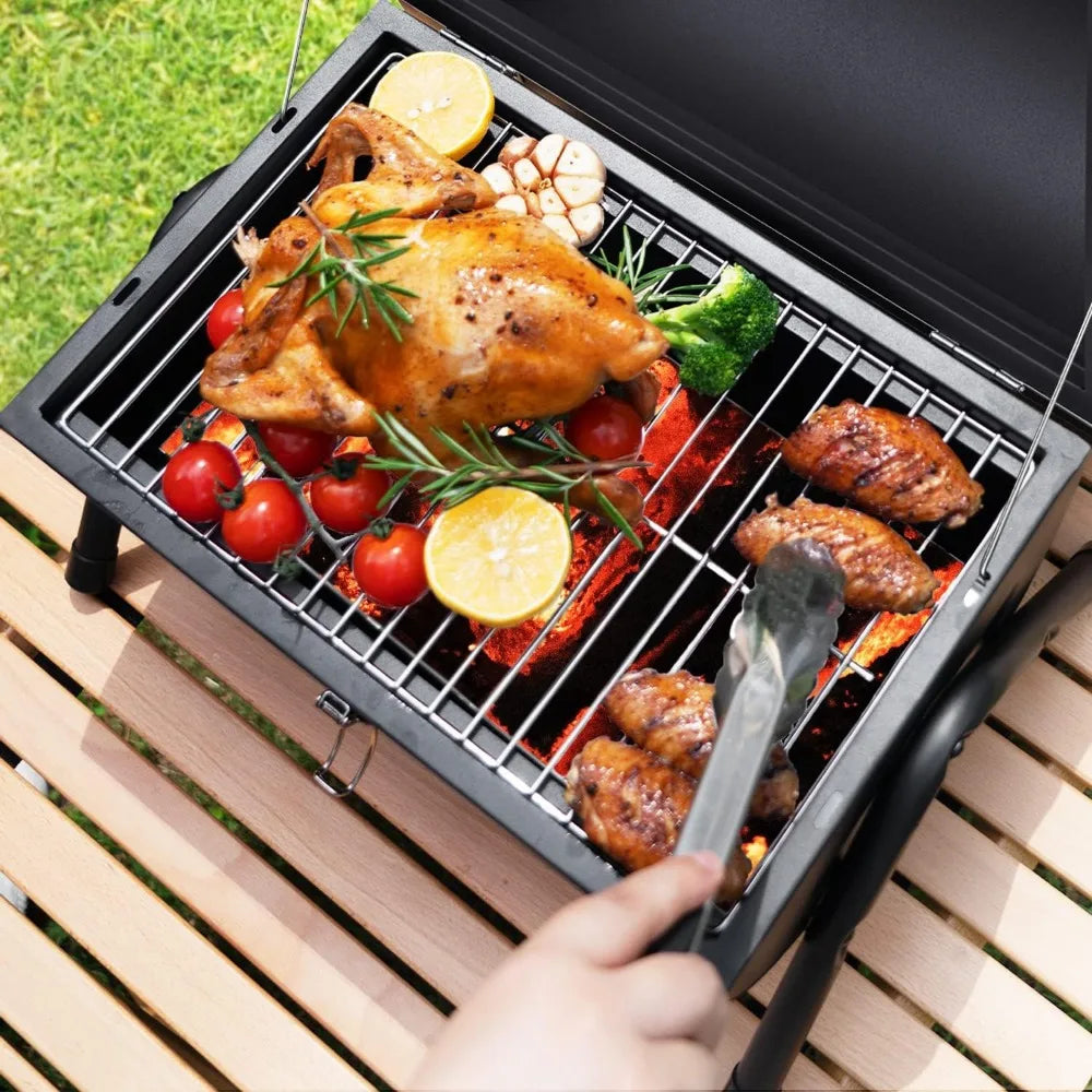Portable Charcoal Tabletop Grill Compact Outdoor BBQ Smoker for Backyard Camping Picnic Beach Cooking