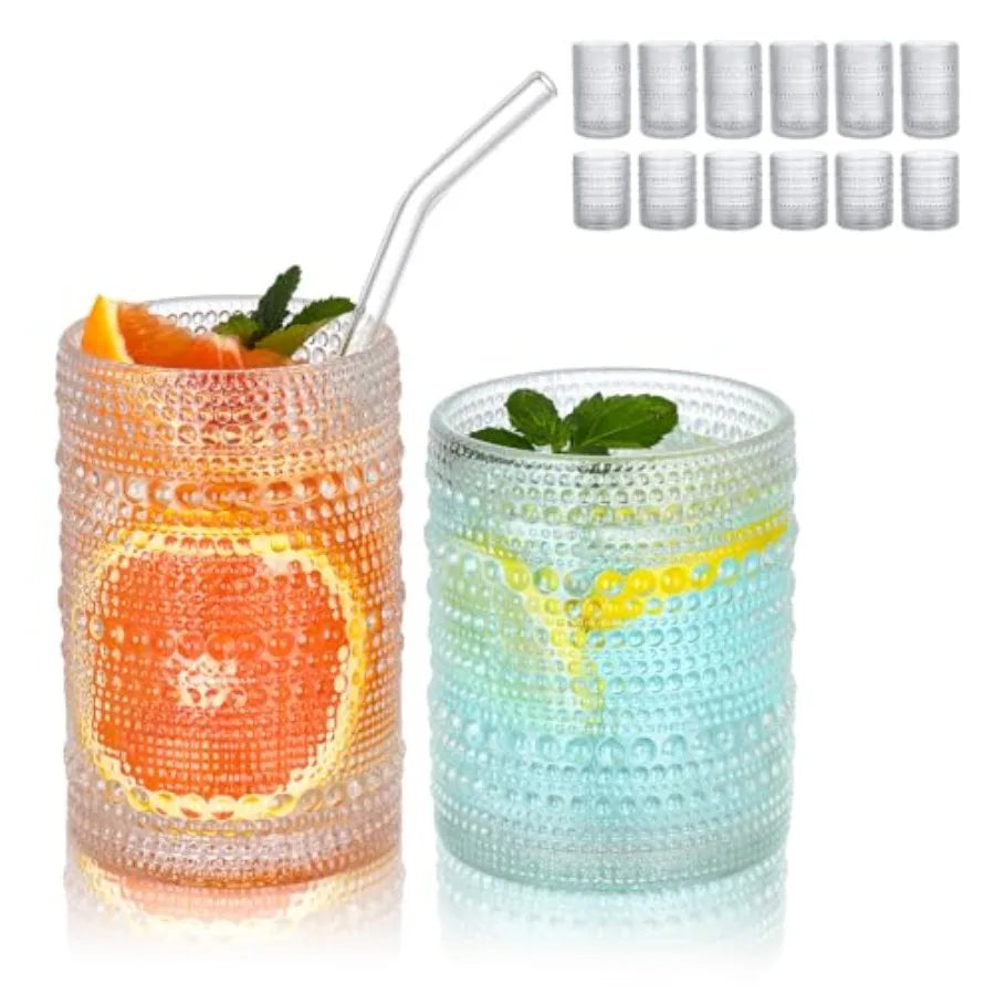 Vintage Hobnail Glassware Set Of 24 Highball And Cocktail Glasses