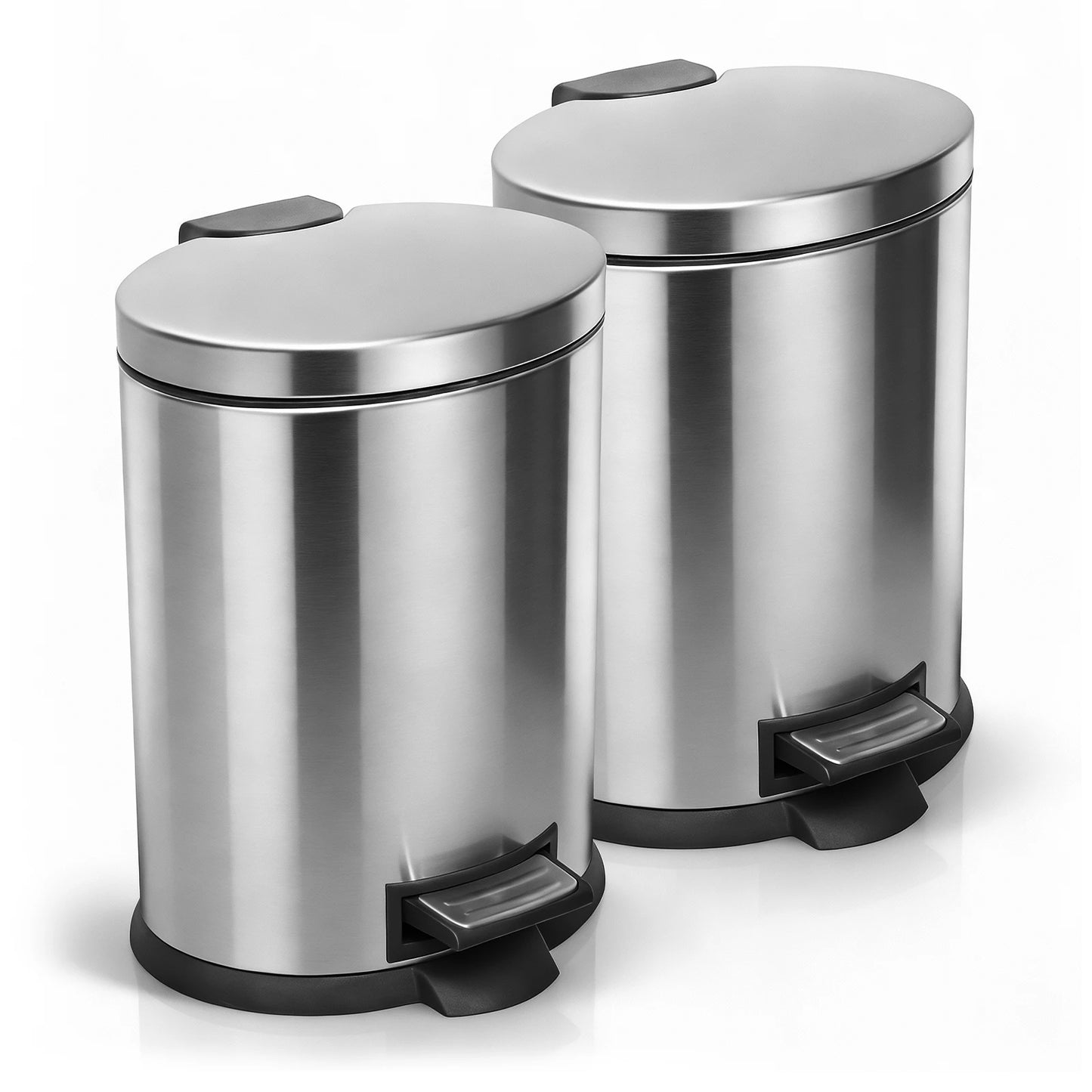 HANSMART Round Stainless Steel Trash Can Non Skid Base