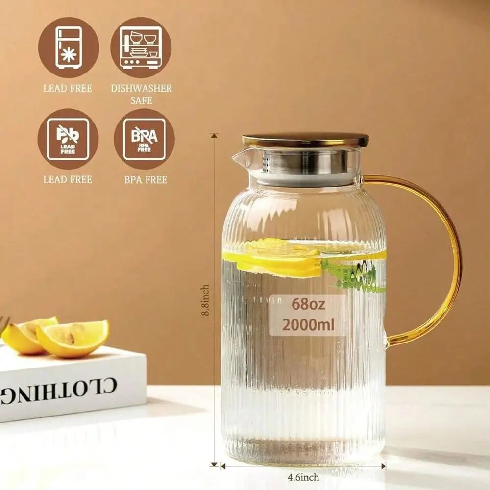 Glass Pitcher Set With Lid For Cold Brew Lemonade Today