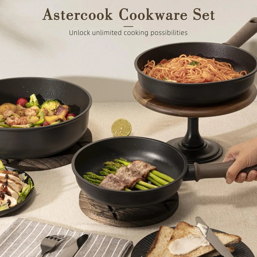 19 Piece Nonstick Pots And Pans Set Titanium Induction Cookware