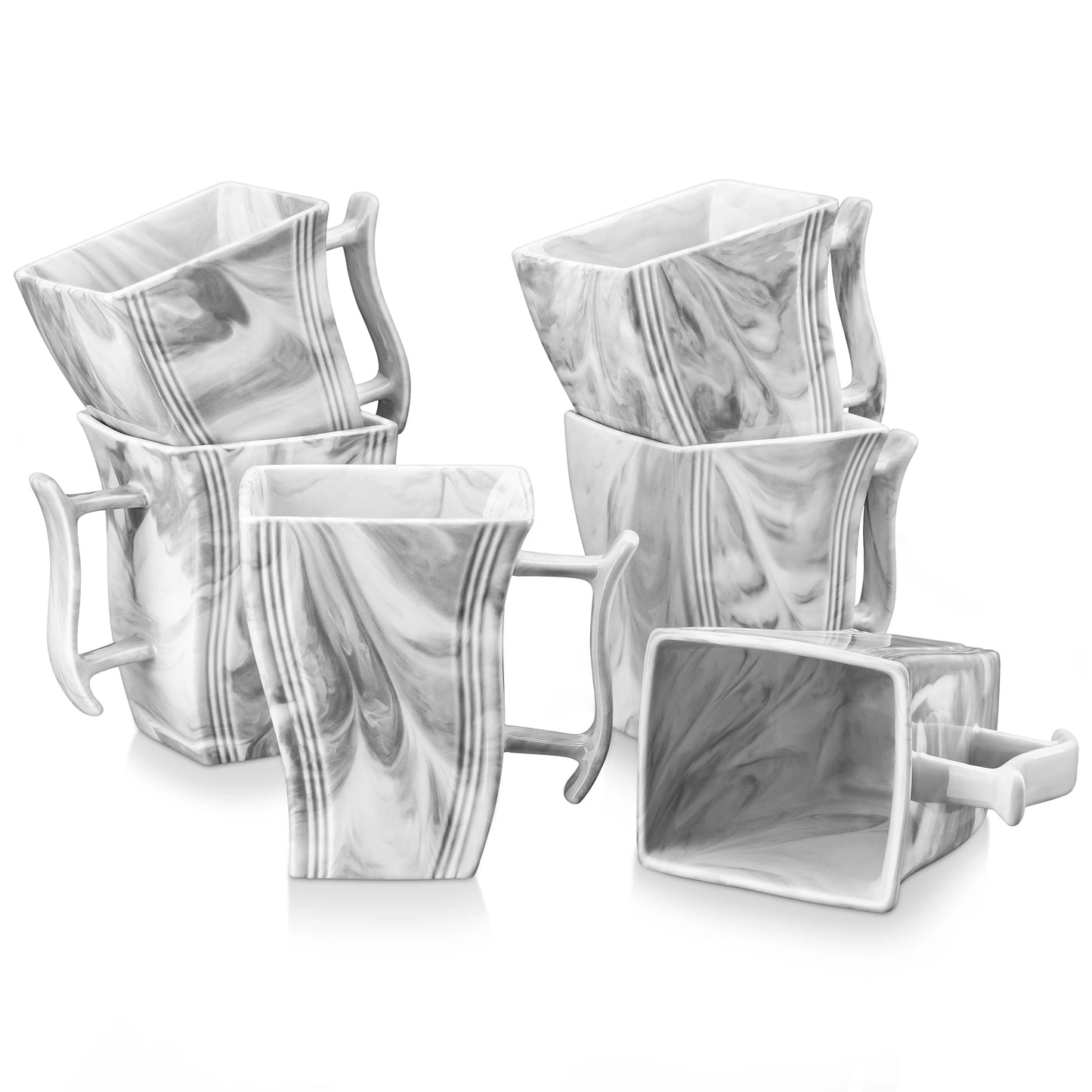 MALACASA Marble 6-Piece Coffee Service Set Porcelain