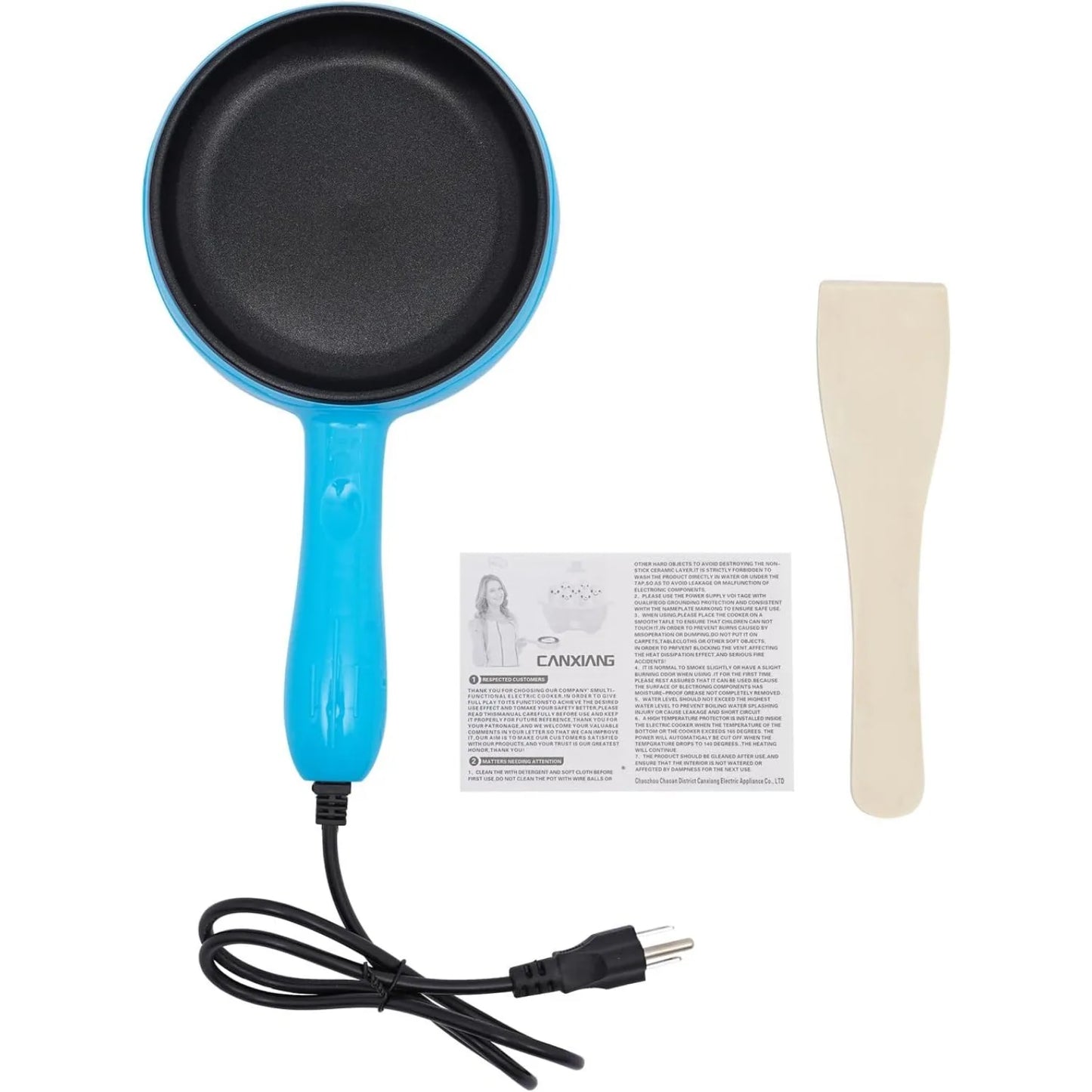 Electric Skillet Nonstick Mini Frying Pan 450W With Spatula