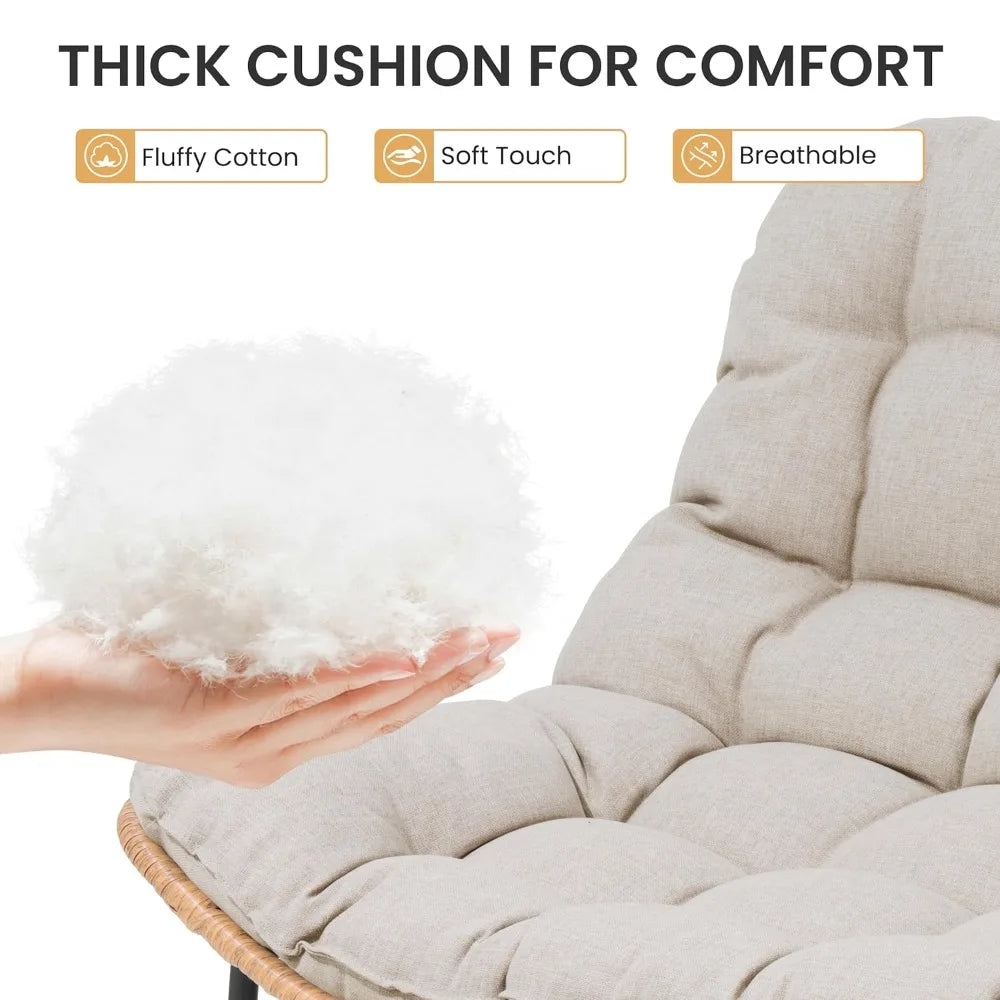 Frame All-Weather Rattan Loveseat With Cushioned Outdoor Seating