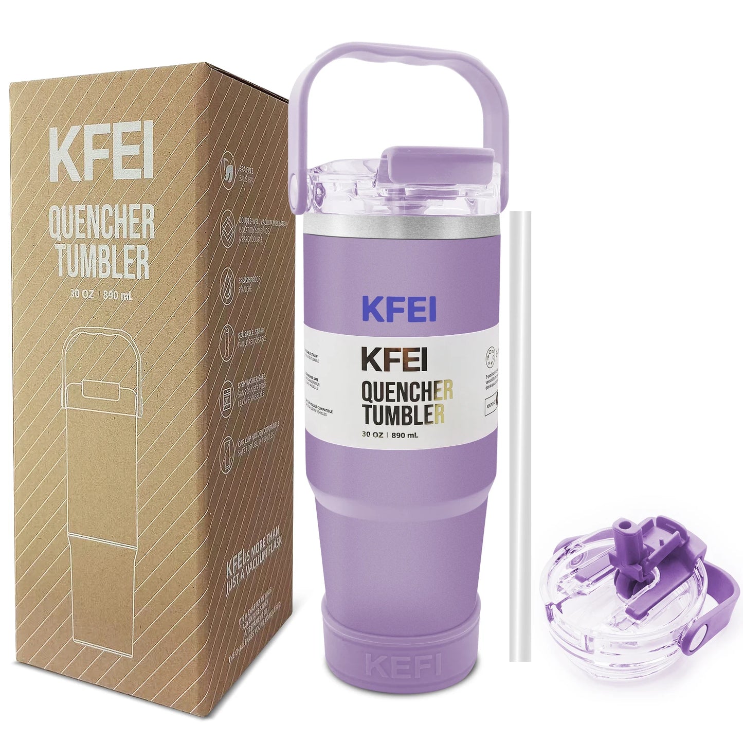 Insulated 30Oz Stainless Steel Tumbler With Lid And Straw