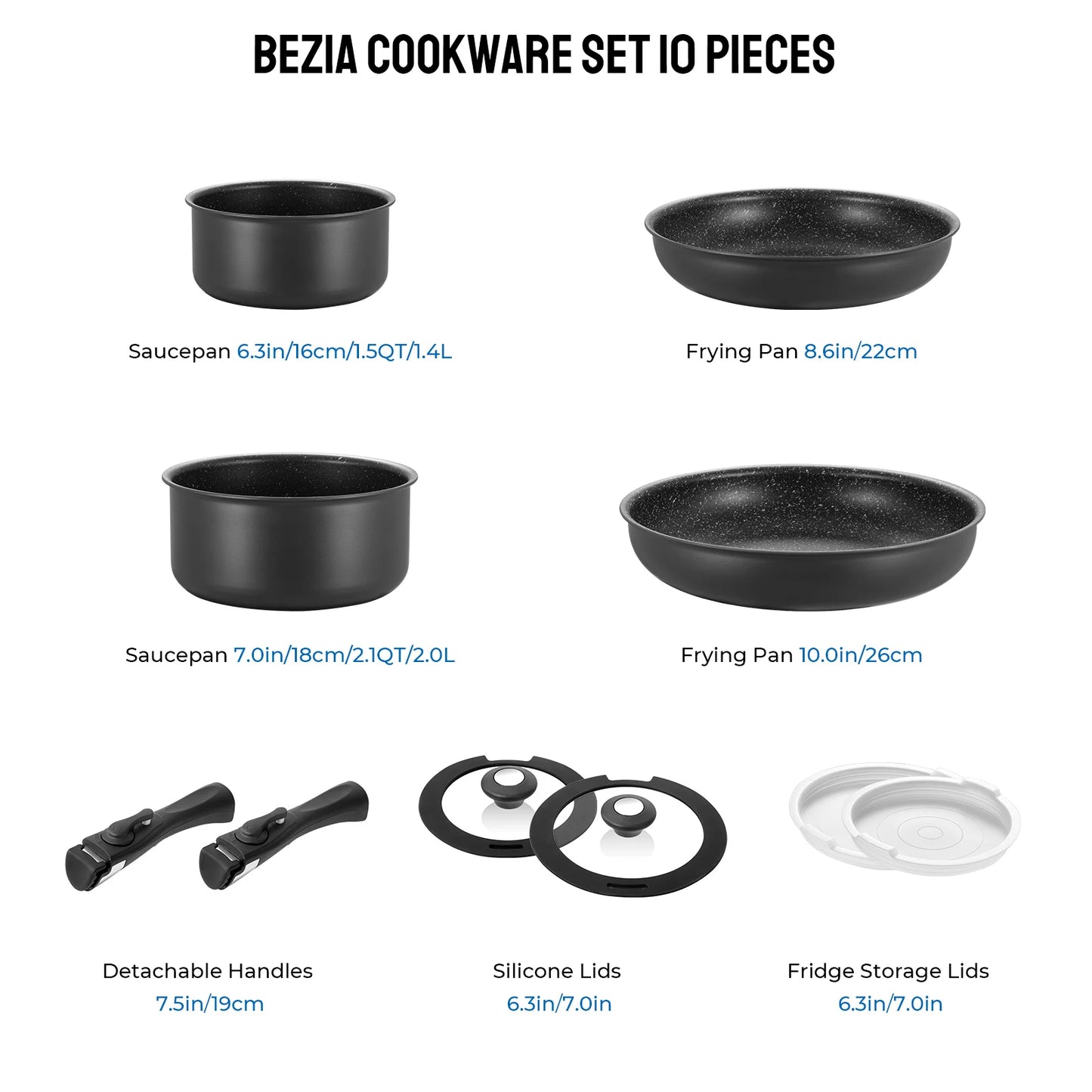 Induction Cookware Set 10 Pieces Nonstick Pots And Pans