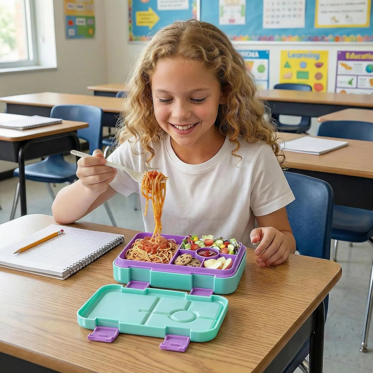 6-Compartment Bento Lunch Box for Kids, BPA Free, Dishwasher Safe, Ideal Portion Sizes, Ages 3+