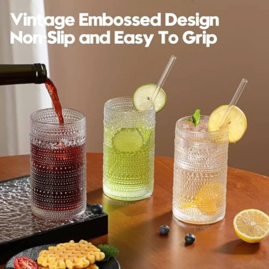 Vintage Hobnail Drinking Glasses Highball Tumblers for Water