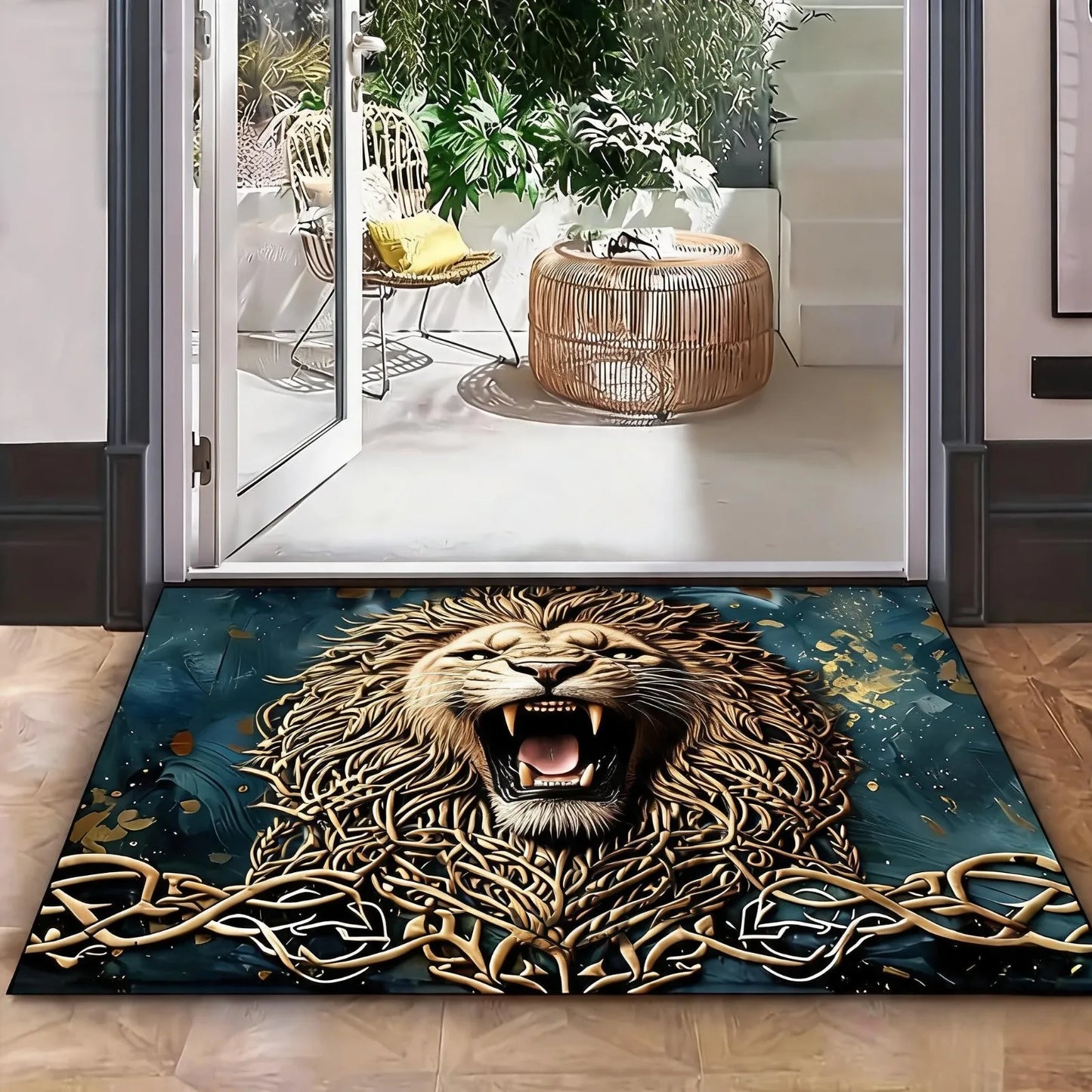 Tree of Life Pattern Welcome Doormat, Crystal Velvet Fabric, Backing, 1000G/M², Rectangular Non-Slip Washable Entrance Rug for Home, Garden, Patio, Laundry, Bathroom Decoration - Hand Wash solely, Durable Multi-Purpose Outdo