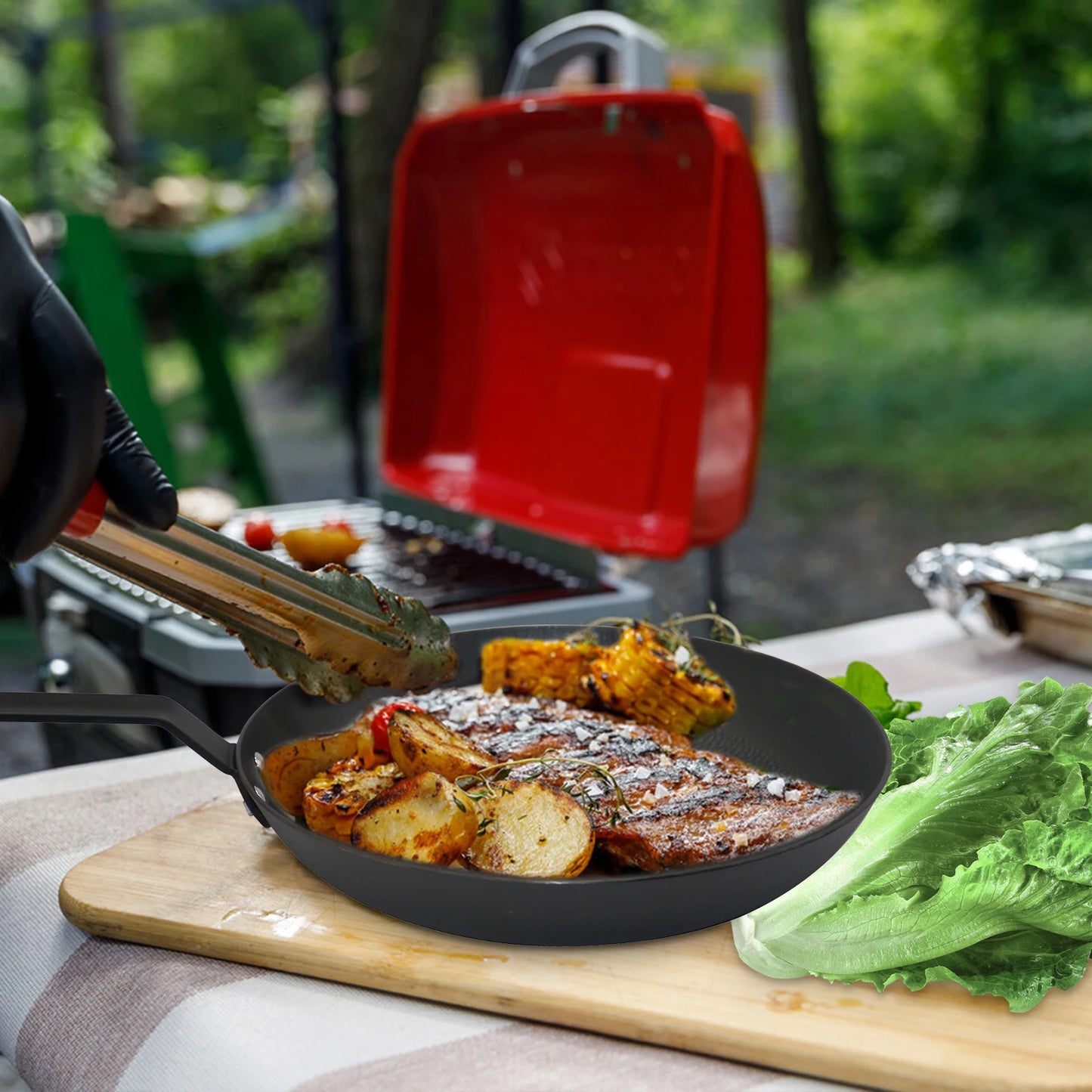 HANSMART Pre-Seasoned Cast Iron Skillet With Removable Silicone Handle