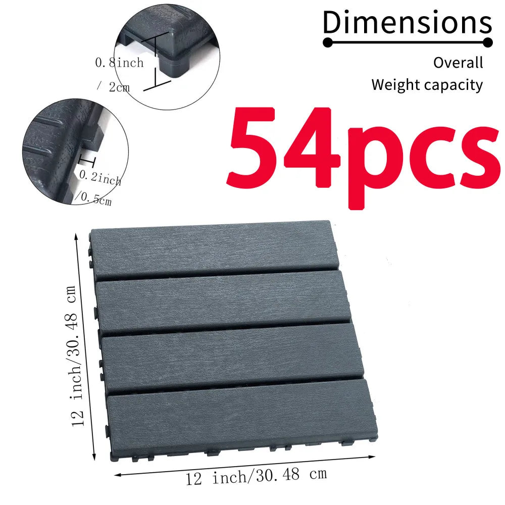 54 Pack Interlocking Plastic Deck Tiles Outdoor Waterproof