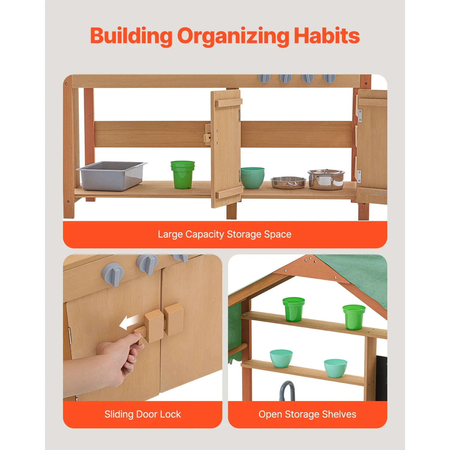 Mud Kitchen Play Set For Kids With Stoves And Faucet