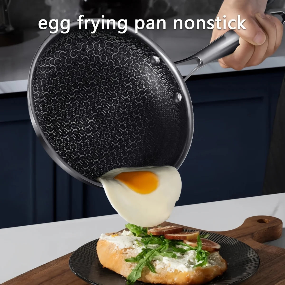 Stainless Steel Frying Pan With Anti-Scalding Handle, Induction Compatible