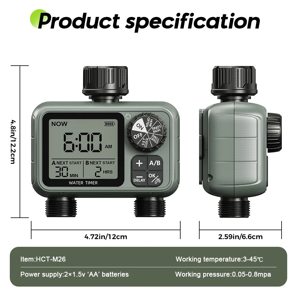 Eshico HCT-M26 2-Zone Garden Water Timer With Large LCD