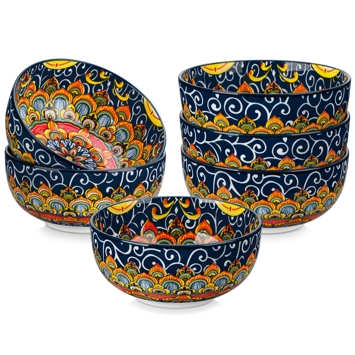 vancasso 6/12 Piece Cereal Bowls Set 28 Oz Ceramic Soup Bowls Bohemian style for Salad/Pasta/Rice/Oatmeal/Fruit/Cereal for 6