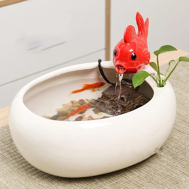 Ceramic Fountain Waterfall Vase For Meditation Office Decor