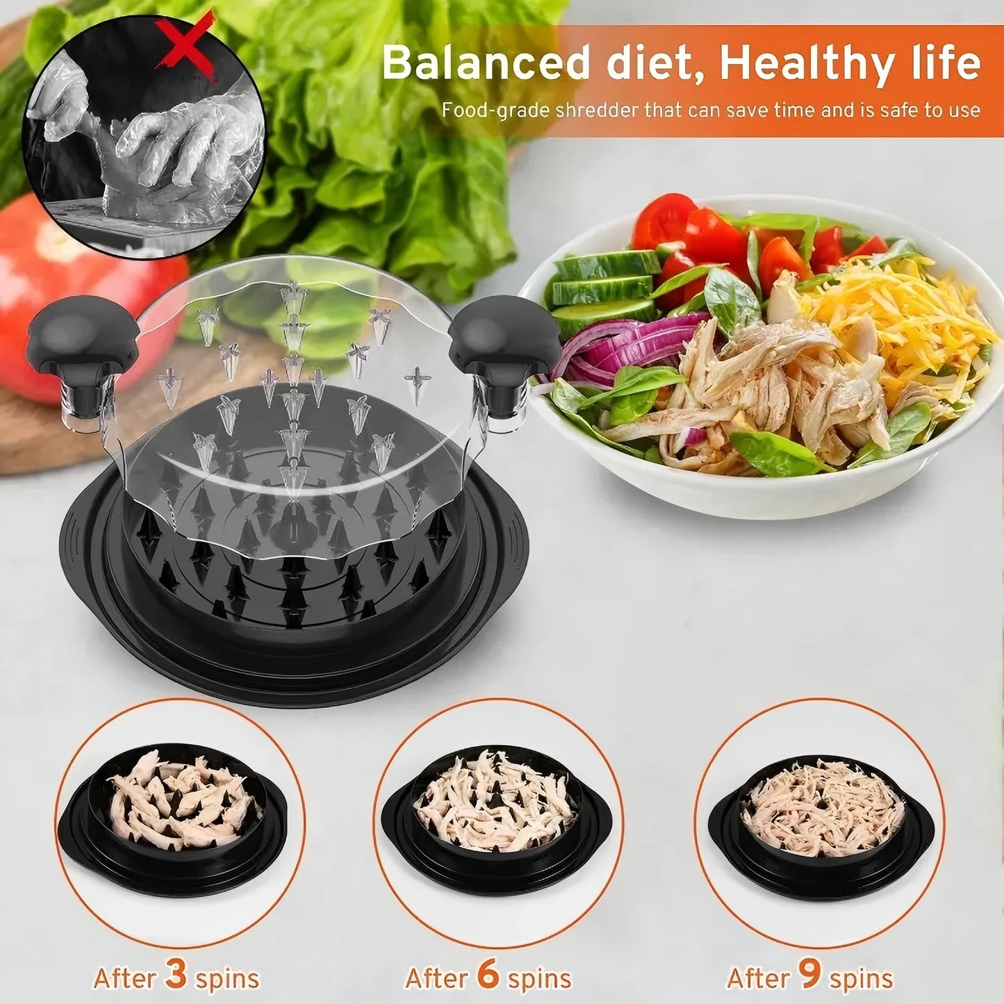 Chicken Shredder Large Chicken Breast Shredder Tool Twist With Anti-Slip Strip, Ergonomic Handle, Meat Shredder Tool Chicken Shr