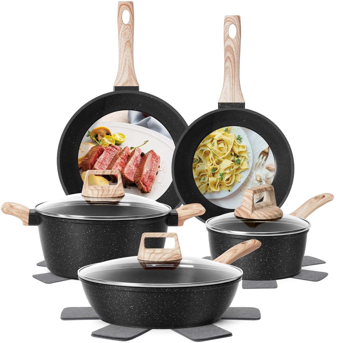 Ceramic Nonstick Cookware Set 12 Piece Healthy Pots And Pans