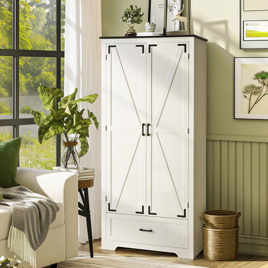 71" Tall Kitchen Pantry Cabinet,Farmhouse Kitchen Pantry,Large Wooden Storage Cabinet with Drawers & Shelves,Wood Kitchen Storag