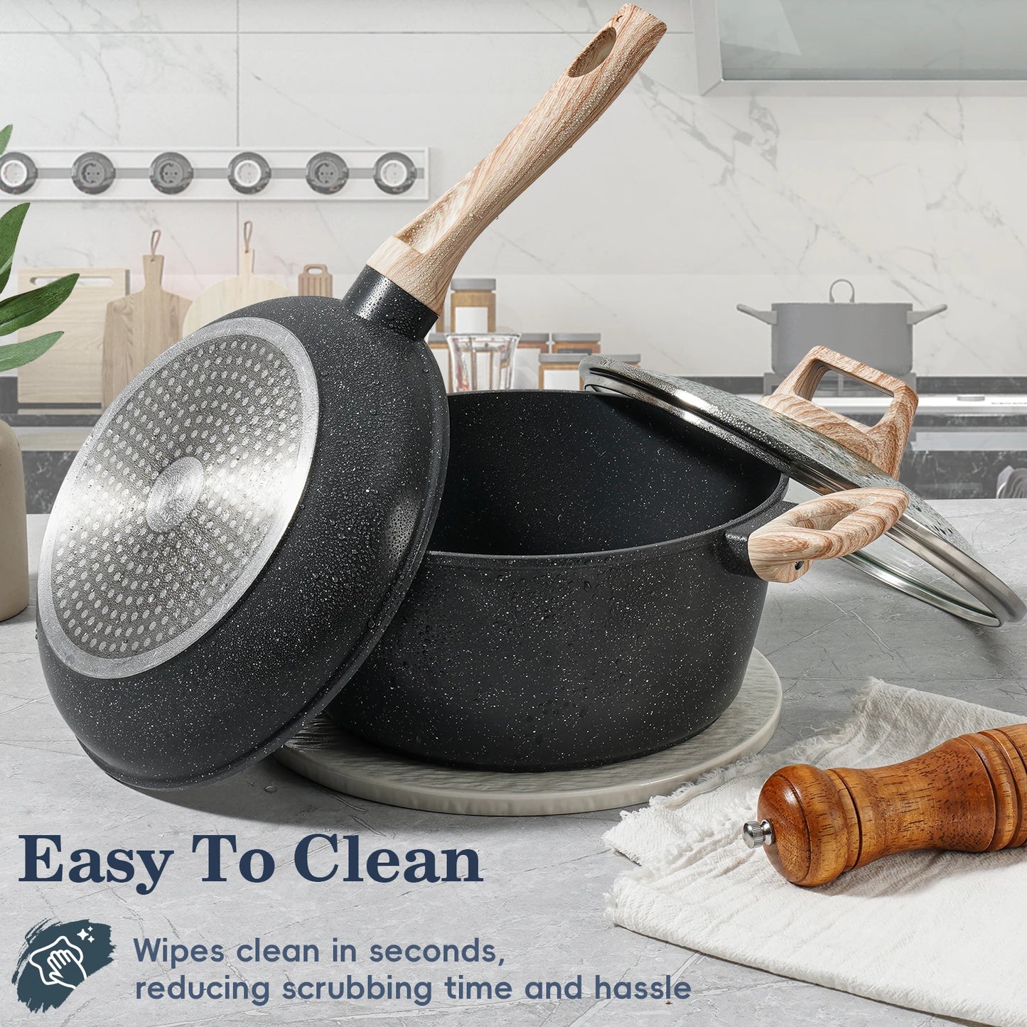 Ceramic Nonstick Cookware Set 12 Piece Healthy Pots And Pans