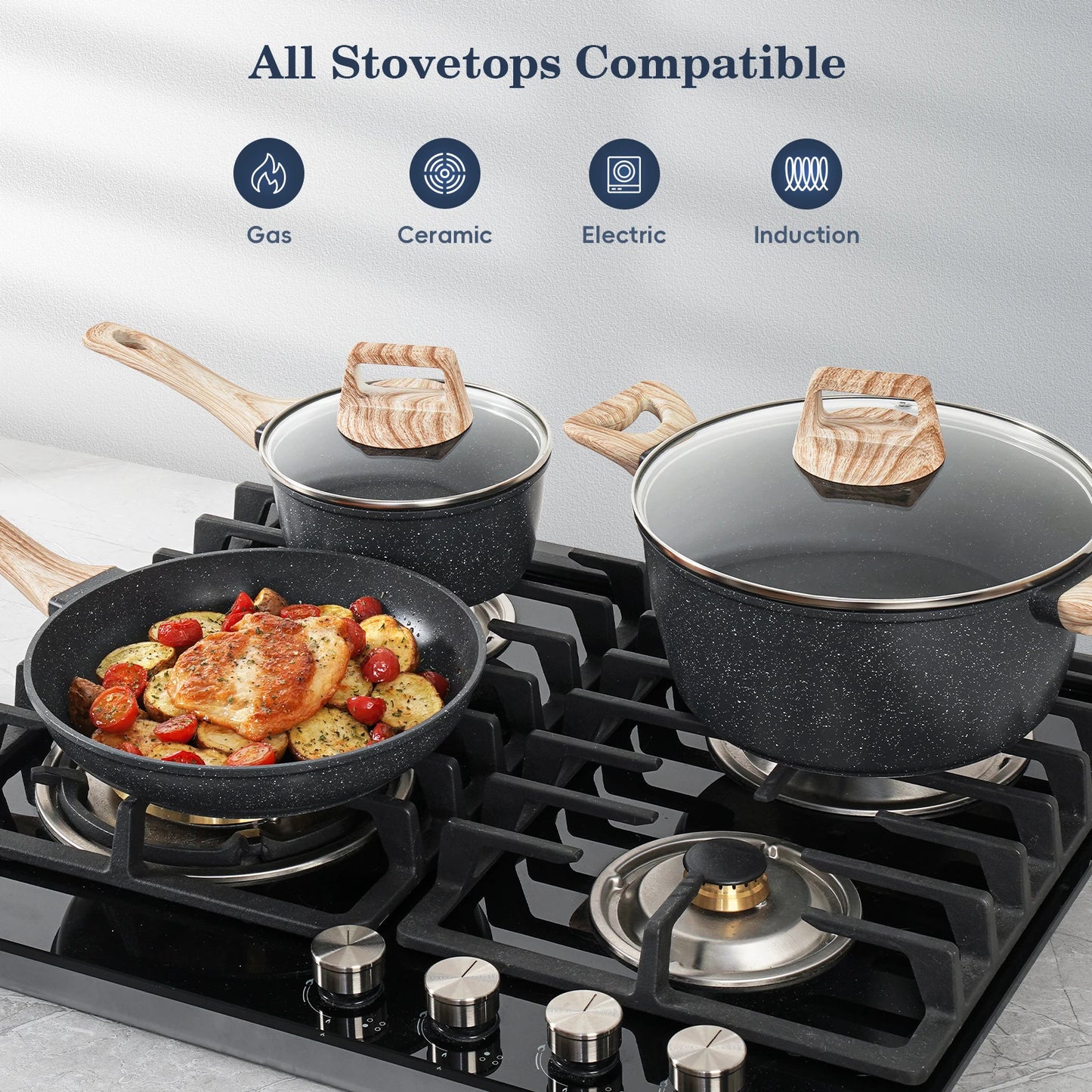 Ceramic Nonstick Cookware Set 12 Piece Healthy Pots And Pans